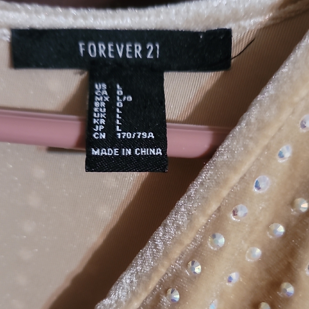 Forever 21 Cream Bodycon Dress with Plunge Neckline - Picture 2 of 7